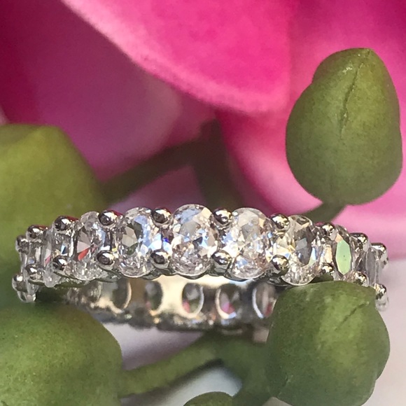 White Gold over 925 diamond eternity wedding ring - Picture 11 of 14